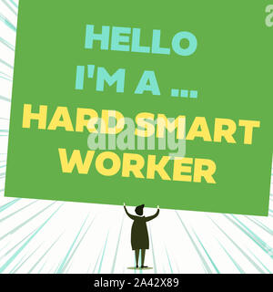 Handschrift Text schreiben Hallo ich M eine harte Smart Arbeiter. Konzeptionelle foto Intelligenz an ihrem Job schnell Clevere Rückansicht stehend kurzes Haar Frau dres Stockfoto