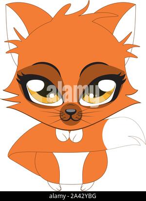 Cartoon Illustration cute cartoon Little Red Fox. Stock Vektor