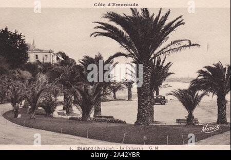 Schwarze und weiße Postkarte von Cote d'Emeraude Dinard (Bretagne) La Palmeraie - Emerald Coast 1900. Stockfoto