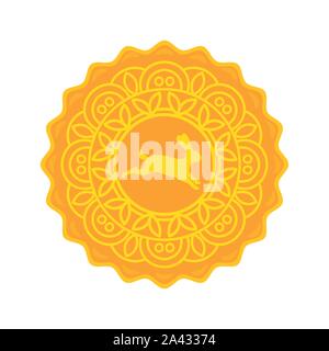 Kaninchen mooncake Symbol, flache Bauform Stock Vektor