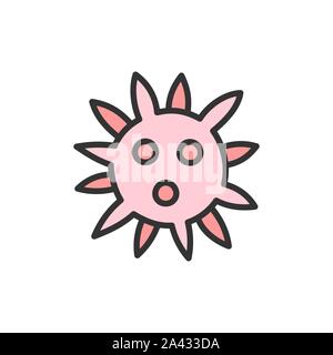 Vektor Viren, Bakterien flachbild Color Line Symbol. Stock Vektor