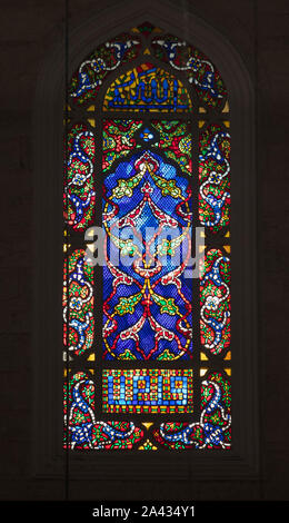 Detail der Glasfenster, die Süleymaniye Moschee, Istanbul, Türkei Stockfoto