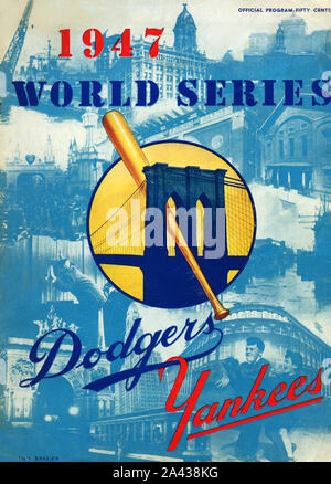 Vintage World Series Programm von 1947 mit der New York Yankees gegen die Brooklyn Schwindler in New York. Stockfoto