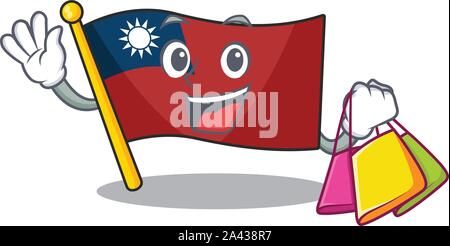 Shopping Flagge taiwan Charakter pole gehoben Stock Vektor