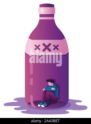 Alkoholismus Konzept auf Weiß Stock Vektor