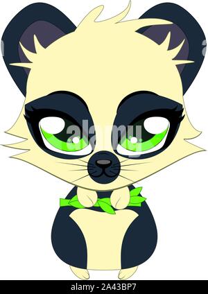 Cartoon Illustration cute Cartoon kleinen Panda hält Bamboo stem. Stock Vektor