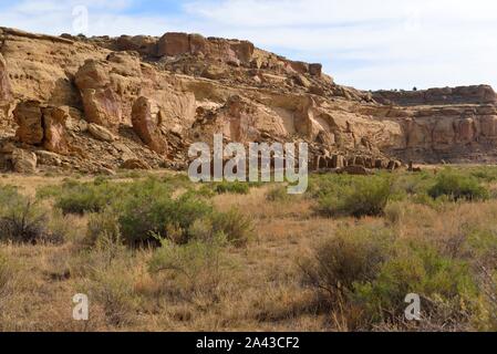 3 Geschichte nicht ausgehobener Große Haus, Wijiji (1100-1150 s), Chacoan Ausreißer, Chaco Canyon, NM 190914 61447 Stockfoto