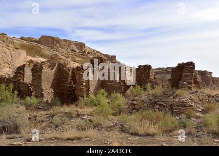 3 Geschichte nicht ausgehobener Große Haus, Wijiji (1100-1150 s), Chacoan Ausreißer, Chaco Canyon, NM 190914 61456 Stockfoto