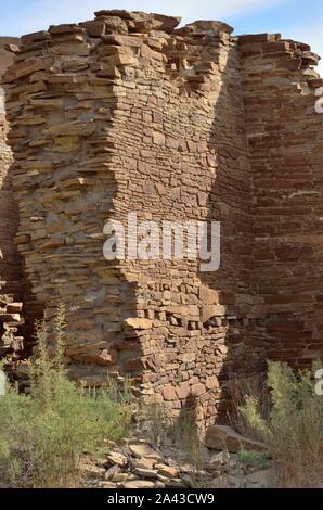 3 Geschichte nicht ausgehobener Große Haus, Wijiji (1100-1150 s), Chacoan Ausreißer, Chaco Canyon, NM 190914 75362 Stockfoto