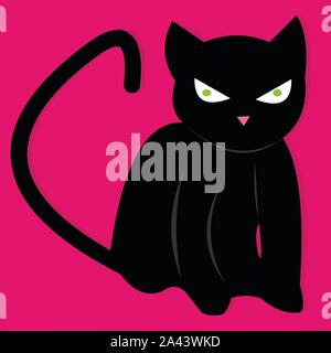 Schwarze Katze für Halloween konzept Vektor-illustration isoliert Stock Vektor