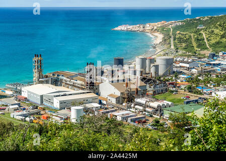 Simpson Bay St Maarten - November, 2017: Electric Company und Cay Bay erholen von Hurrikan Irma Schäden Stockfoto