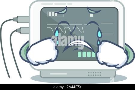 Weinend EKG-Maschine in der Charakter isoliert Stock Vektor