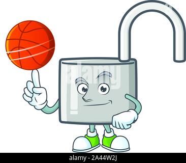 Mit basketball Unlock Key mit Cartoon Character Design. Stock Vektor