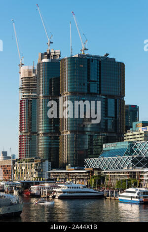 Sydney, Australien - 2016, Feb 26: King Street Wharf und Barangaroo Bürogebäuden. In Barangaroo Sanierung Projekt umfasst den Bau Stockfoto