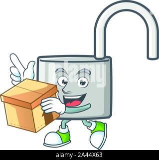 Mit box Unlock Key Symbol in der Charakter Stock Vektor