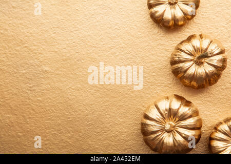 Golden thanksgiving Kürbis overhead Flay legen Zusammensetzung Stockfoto