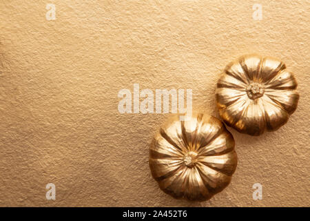 Golden thanksgiving Kürbis overhead Flay legen Zusammensetzung Stockfoto