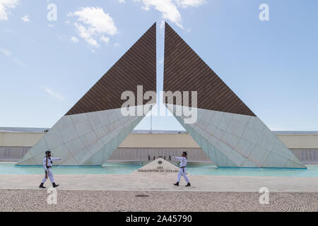 Lissabon, Portugal - 11. AUGUST 2019: Das Denkmal für die überseeischen Kombattanten in Lissabon. Soldaten können gesehen werden. Stockfoto