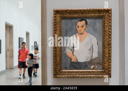 Picasso Museum, Blick auf das Selbstporträt mit Palette (1906) von Pablo Picasso im Philadelphia Museum of Art, Philadelphia, Pennsylvania, PA, USA Stockfoto