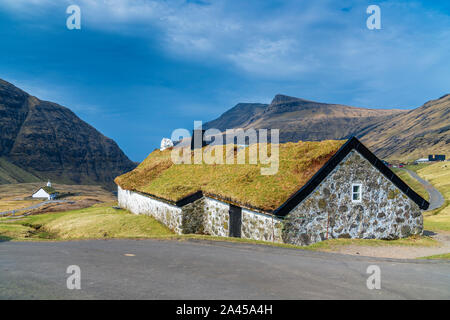 Der alte Bauernhof, Saksun, Streymoy, Färöer, Dänemark Stockfoto