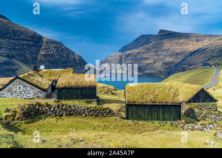 Der alte Bauernhof, Saksun, Streymoy, Färöer, Dänemark Stockfoto