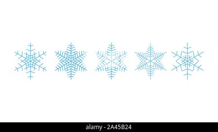 Vektor große blaue Schneeflocken design Element auf weißem Hintergrund. Verschiedene Designs. Stock Vektor