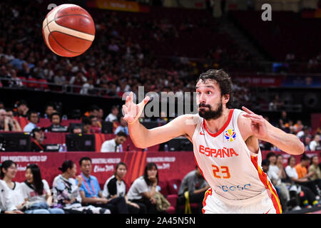 Sergio Llull Spaniens jagt den Ball an der Spanien vs Australien Halbfinale 2019 FIBA Basketball-WM in Peking, China, 13. September 2019. Stockfoto