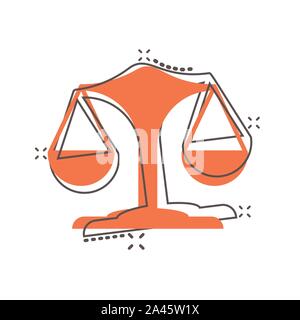 Maßstab vergleich Symbol im Comic-stil. Balance Gewicht vektor Cartoon Illustration Piktogramm. Vergleich Geschäftskonzept splash Wirkung. Stock Vektor