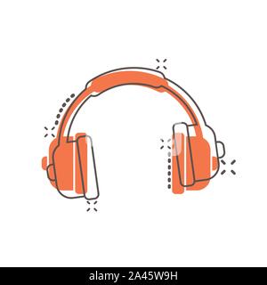 Kopfhörer Headset Symbol im Comic-stil. Kopfhörer vektor Cartoon Illustration Piktogramm. Audio gadget Geschäftskonzept splash Wirkung. Stock Vektor