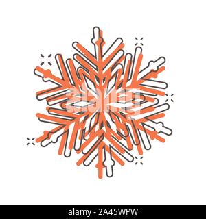 Schneeflocken-symbol im Comic-stil. Schneeflocke winter Vektor Cartoon Illustration Piktogramm. Weihnachten Schneefall ornament Geschäftskonzept splash Wirkung. Stock Vektor