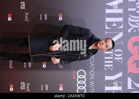 Hong Kong Sänger und Schauspieler William Chan Kleider bis in alle Schwarz 2019 Gentlemen's Quarterly (GQ) Männer des Jahres in Shanghai, China, 6. September 201 Stockfoto