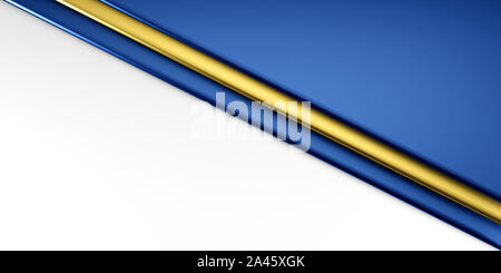 Elegante blaue Gold Umschlag wie geometrische Papier Business oder Weihnachten Hintergrund. 3D-Render Abbildung Stockfoto
