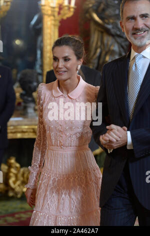 Madrid, Spanien. 12 Okt, 2019. Spanischen Königin Letizia nimmt an den Nationalen Tag Empfang al der Königspalast in Madrid, Spanien, 12. Oktober 2019. Credit: Jimmy Olsen/Medien Punch *** Keine Spanien***/Alamy Live News Credit: MediaPunch Inc/Alamy leben Nachrichten Stockfoto
