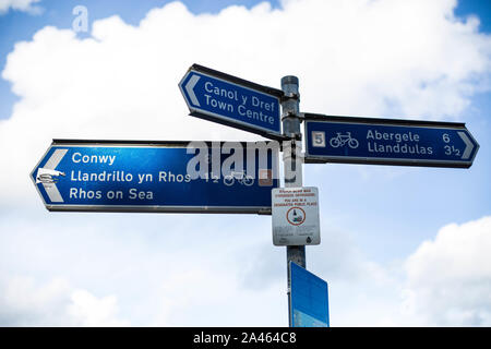 Sign post in Colwyn Bay Stockfoto