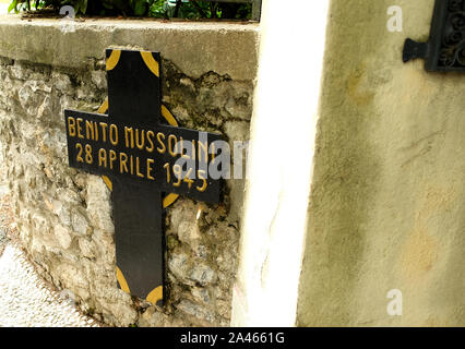 Der Ort, wo Benito Mussolini und Claretta Petacci in Giulino di Mezzegra - Tremezzina, Como, Lombardei, Italien getötet wurden. Stockfoto