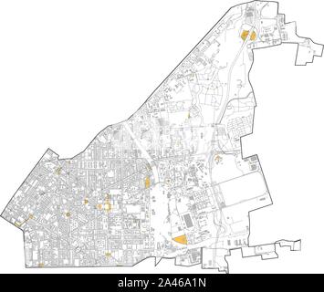 Satelliten Karte von Mailand, Straßen und Gebäude von Nummer 3, Gemeinden Nummer drei. In der Lombardei. Italien Stock Vektor