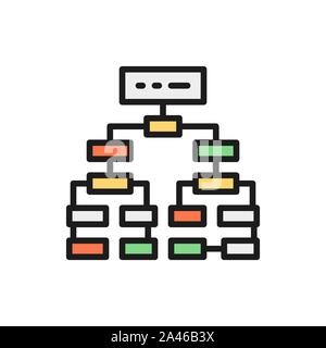 Programm Algorithmus, Flussdiagramm plan, Workflow mindmap Flachbild Color Line Symbol. Stock Vektor
