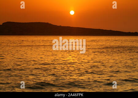 Sonnenuntergang in Kreta Küste, Stockfoto