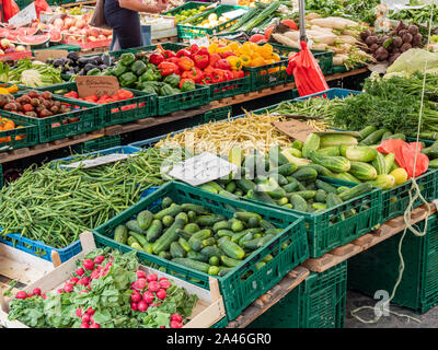 Der Umsatz mit frischem Obst und Gemüse aus der Region Abschaltdruck Stockfoto