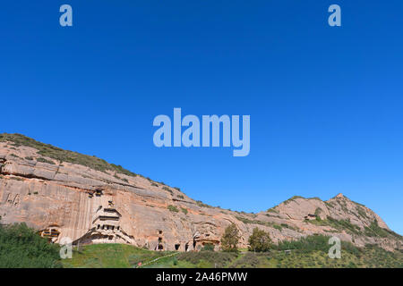 Schöne Ausblicke auf die Landschaft von Mati Tempel in Zhangye Gansu Chinas. Stockfoto