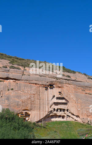 Schöne Ausblicke auf die Landschaft von Mati Tempel in Zhangye Gansu Chinas. Stockfoto