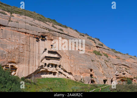 Schöne Ausblicke auf die Landschaft von Mati Tempel in Zhangye Gansu Chinas. Stockfoto