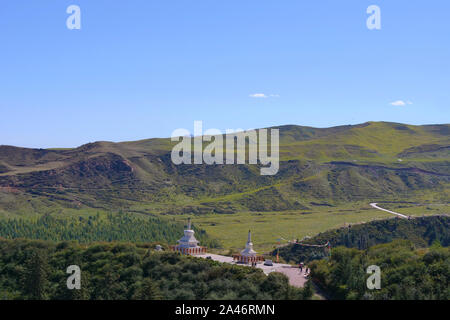 Schöne Ausblicke auf die Landschaft von Mati Tempel in Zhangye Gansu Chinas. Stockfoto