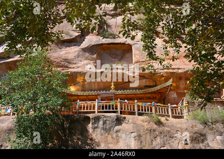 Schöne Ausblicke auf die Landschaft von Mati Tempel in Zhangye Gansu Chinas. Stockfoto