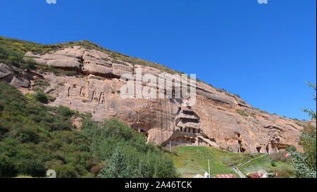 Schöne Ausblicke auf die Landschaft von Mati Tempel in Zhangye Gansu Chinas. Stockfoto