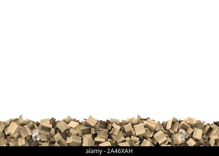 3D-Rendering von einem Rahmen aus hellem Beige leeren Karton e-Mail die Felder am unteren Rand der weißen Hintergrund liegt. Die Postdienste. Konfektionierung und Verpackung. Stockfoto