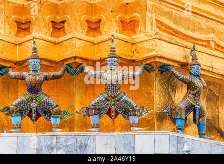 Bangkok, Thailand. Details von Wat Phra Kaew, Tempel des Smaragd-Buddha. Stockfoto