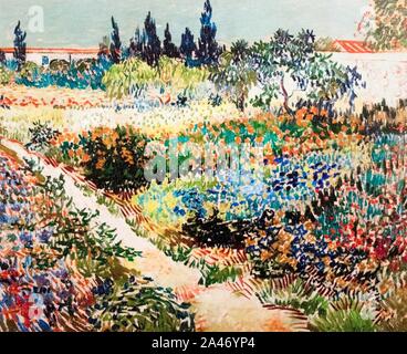 Blühender Garten mit Pfad - Mein Traum. Stockfoto