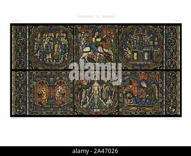 Feuille D Monografie de la Cathedrale de Chartres - Atlas - Vitrail de la vie de Jesus Christus - restaurierte Fassung 73--2. Stockfoto