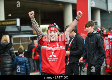 12. Oktober 2019, Old Trafford, Manchester, England; Das Grand Final 2019, Saint Helens v Salford Roten Teufel: Salford Fans vor dem Spiel Quelle: Richard Long/News Bilder Stockfoto